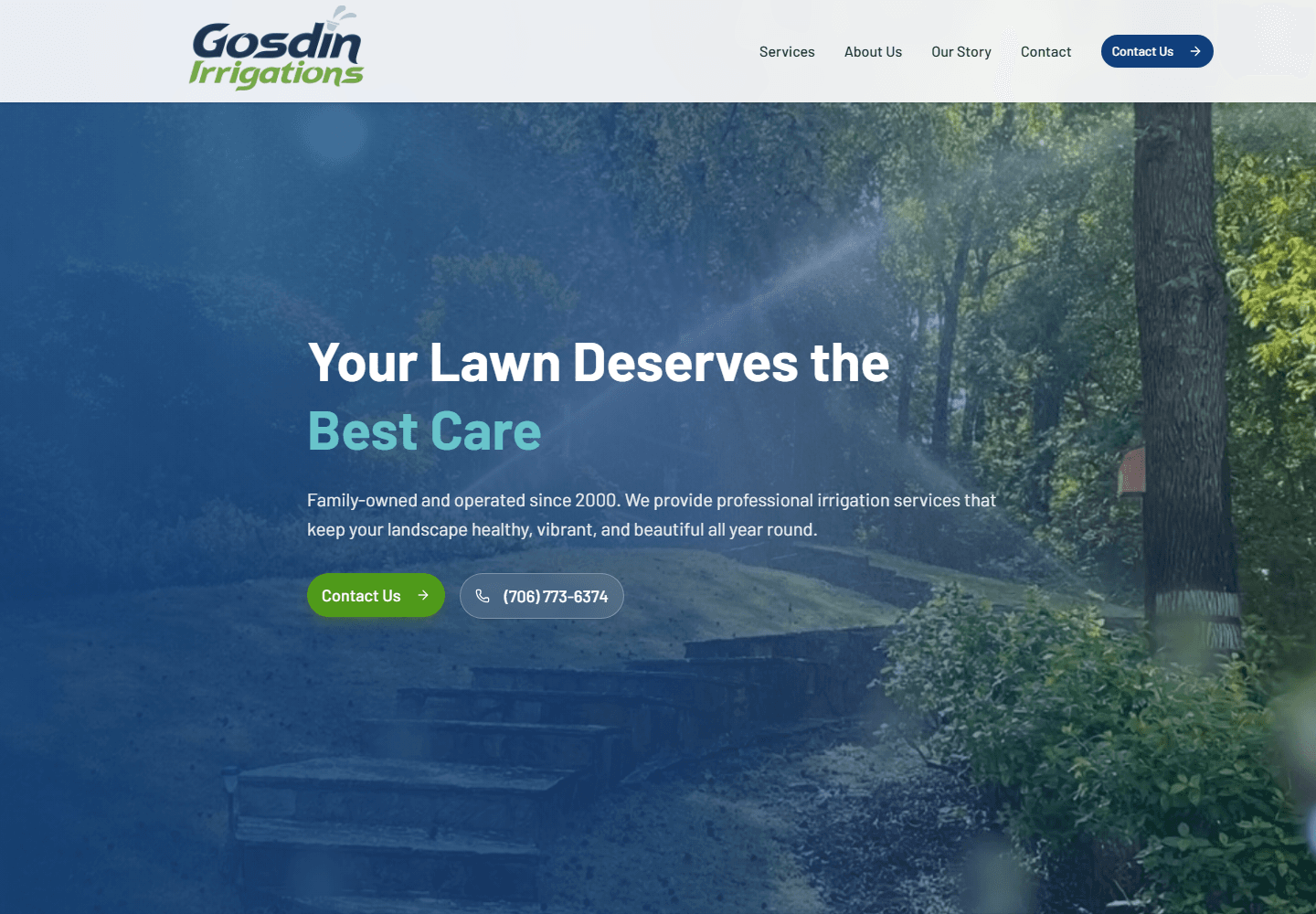 Gosdin Irrigations live homepage screenshot